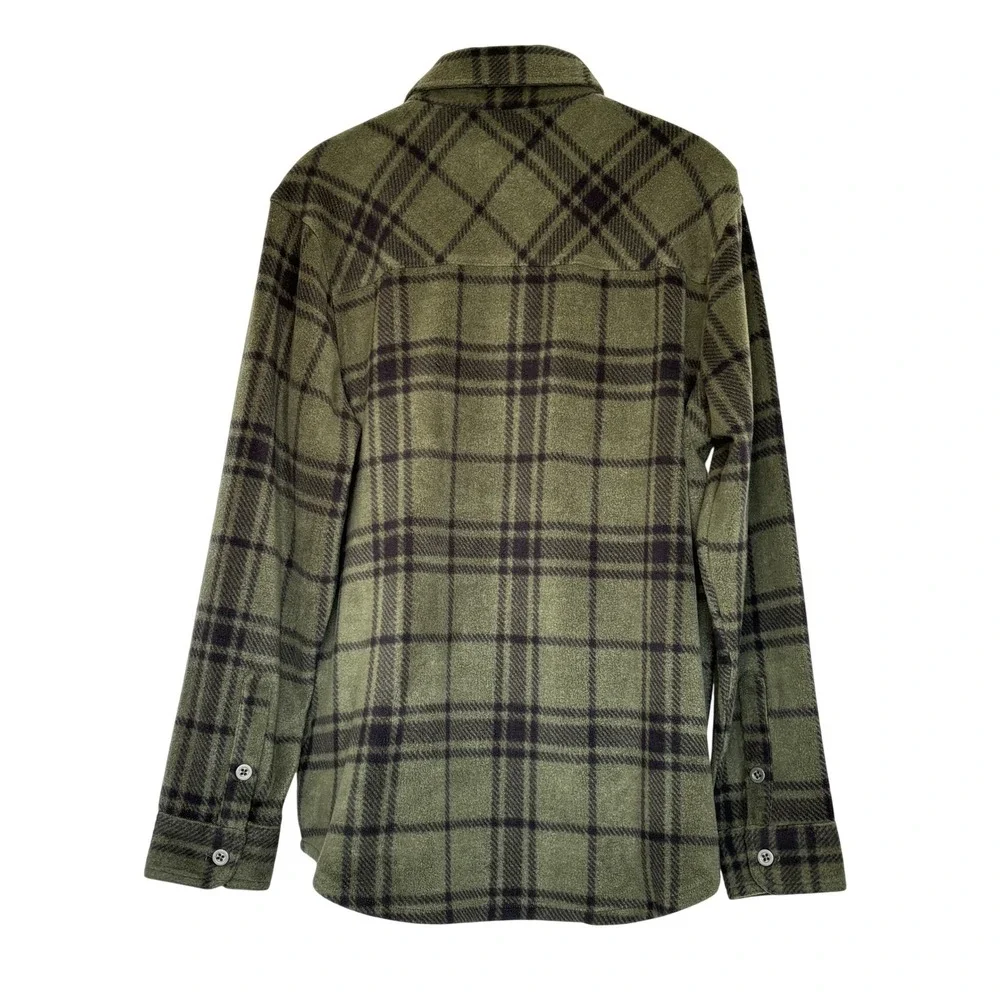 Freedom Foundry Mens Fleece Shirt‎ Jacket Green Plaid Medium Gorpcore